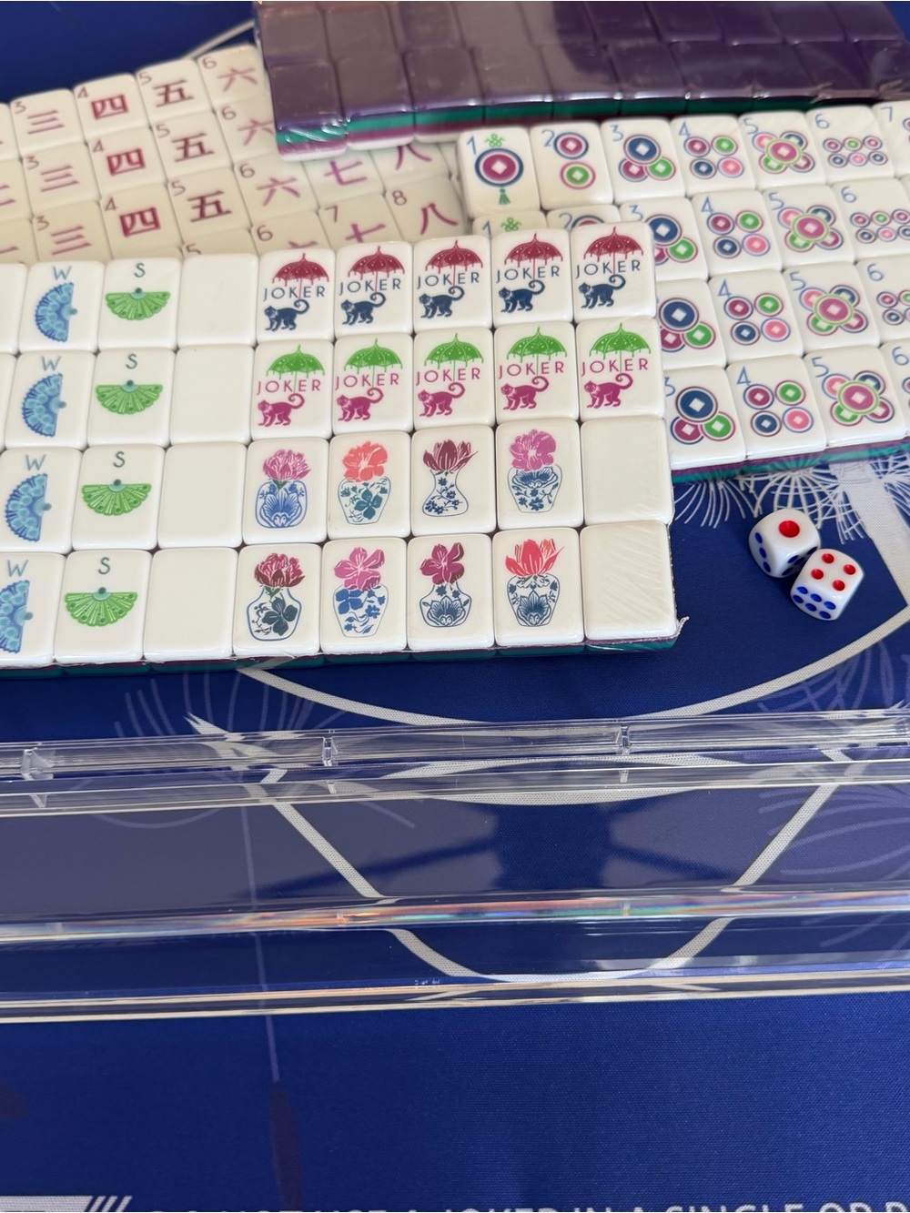 Mahjong Tile, Mat, Racks Set - NEW - Picture 4 of 12